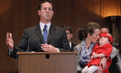 Rick Santorum in Senate, with daughter Isabella and wife Karen