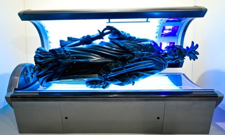 Allora and Calzadilla's Armed Freedom lying on a sunbed at Art Basel Miami Beach 