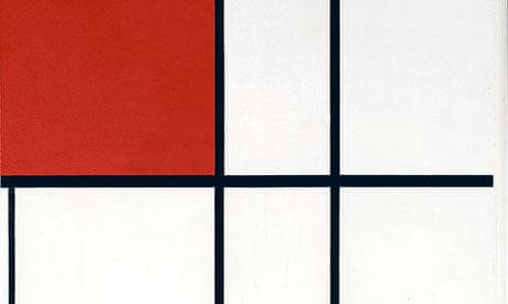 Detail from Mondrian's painting Composition B (No II), with Red