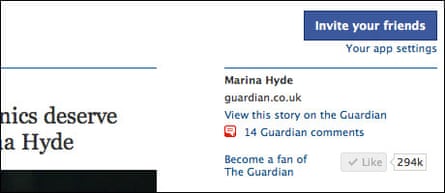 Screenshot of the Guardian Facebook app