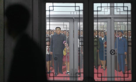 Mural showing Kim Il Sung and family in the People's Palace of Culture in Pyongyang