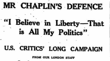 1952 Charlie Chaplin Banned From The Us Charlie Chaplin The Guardian