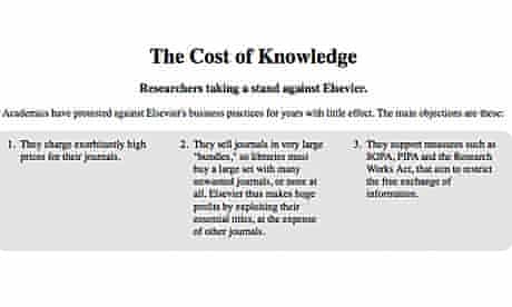 The Cost of Knowledge petition – screen grab