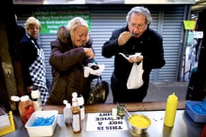Black pudding stall: Customers at the stall
