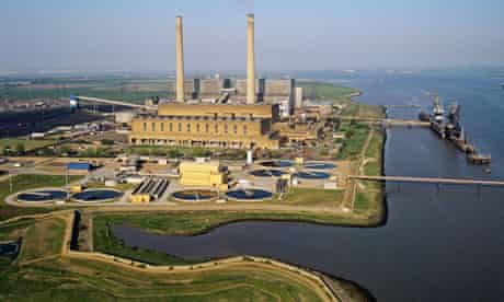 Tilbury power station in Essex where a fire has started in an area with 2,100 tonnes of machinery