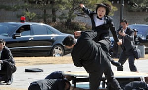 South Korea security: A female presidential bodyguard shows her martial art skills
