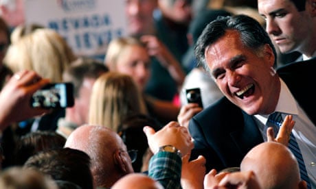 Nevada caucuses winner Mitt Romney greets supporters