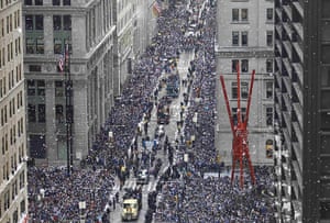 Super bowl parade: Streamers and confetti rain down through the Canyon of Heroes on Broadway