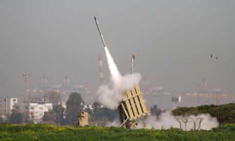 A rocket is launched from the Israeli anti-missile system known as Iron Dome