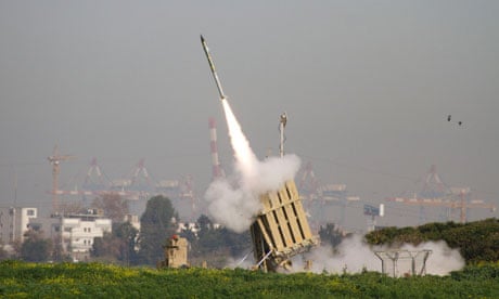 A rocket is launched from the Israeli anti-missile system known as Iron Dome