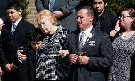 Marie Colvin's mother Rosemarie looks on at her funeral in Oyster Bay
