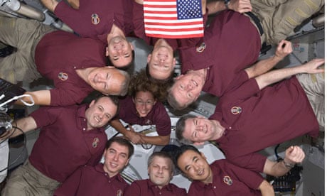A 'microgravity circle' of astronauts on the International Space Station