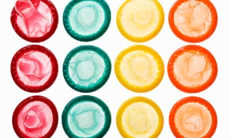 Rows coloured condoms