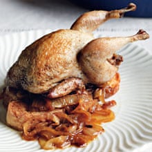 Quail with caramelised onions and brandy