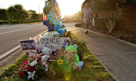 A memorial to Trayvon Martin sits outside The Retreat at Twin Lakes in Sanford, Florida