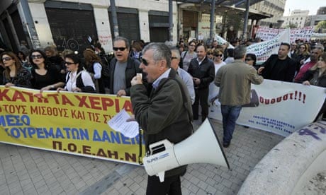 Hospital doctors and health workers demonstrate in Athens