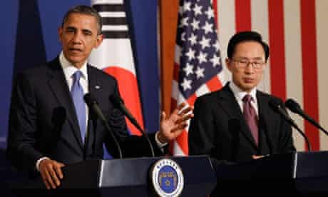 Barack Obama with Lee Myung-bak
