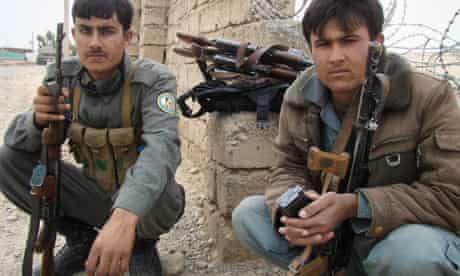Afghan policemen in Lashkar Gah