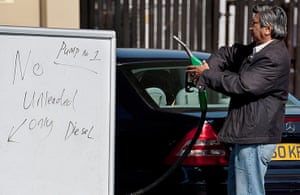 Petrol: London: A sign outside a petrol station