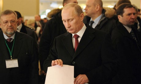 Vladimir Putin casts his vote at a polling station in Moscow on 4 March 2012.