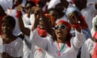 Women chant slogans in Dakar