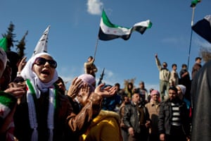 Women protesting: A women protesting in Syria
