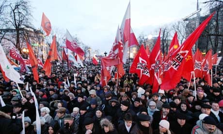 Russian protesters in Pushkin Square