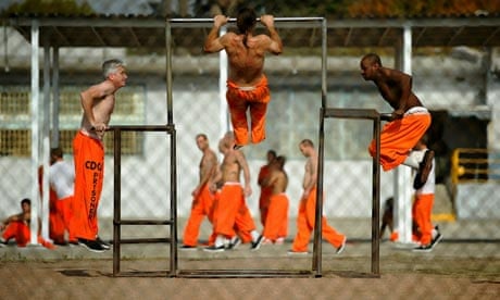 Exercise yard Chino state prison, California