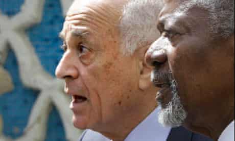 Kofi Annan, right, and Arab League chief Nabil Elaraby