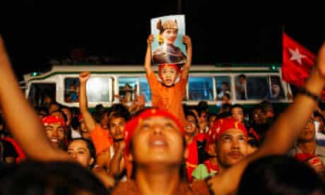Burmese celebrate victory of Aung San Suu Kyi