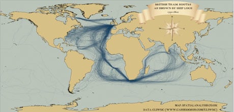 Historical shipping routes mapped