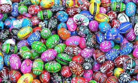 painted eggs at Krakow Easter market