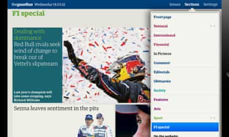 Guardian iPad edition sections navigation