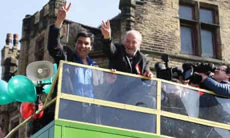 George Galloway waves to supporters following his victory in last week's Bradford West byelection