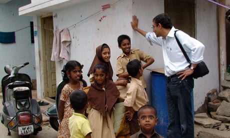 Banerjee in India on work projects for Poverty Action Lab.
