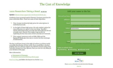 Cost of Knowledge website