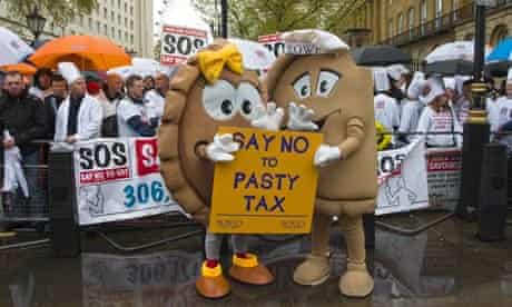 Pasty tax protesters outside Downing Sttyreet
