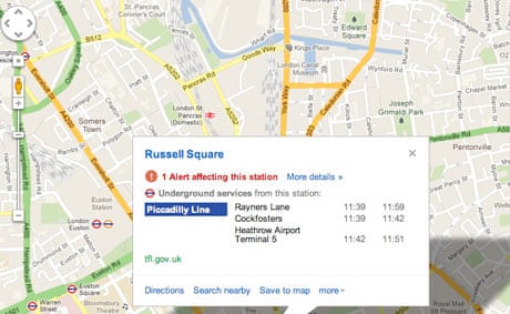 Google Journey Planner Russell Square