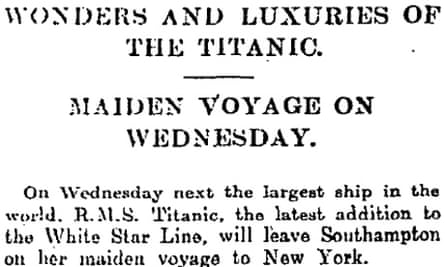 Titanic provisions Manchester Guardian, 7 April 1912