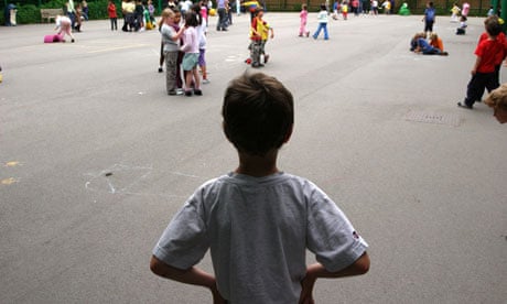 Child alone in school playground