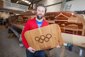 The Boat Project: Artist Gary Winters with one of the hatches for the boat