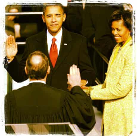 Barack Obama at his inauguration, Instagrammed