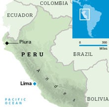 Location of Piura in Peru