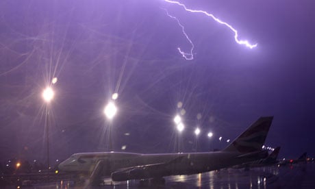 Lightning prevents planes from taking off in Johannesburg, South Africa.