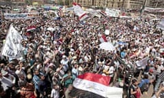 Egyptians demonstrating in Tahrir Square