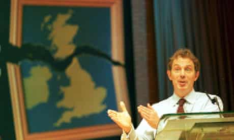 Tony Blair at a question and answer session in Glasgow, Scotland, in 1999
