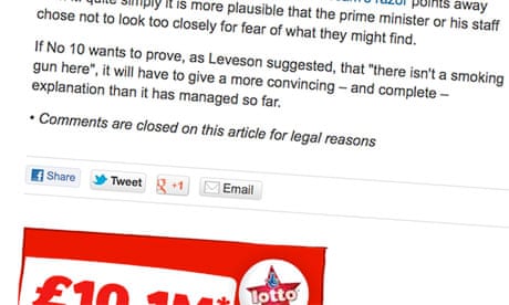 Comments closed on a recent Comment is free article about the Leveson inquiry