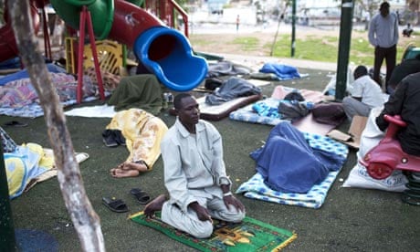 African migrants in Levinsky park, Tel Aviv