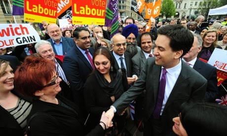 Ed Miliband meets supporters in Birmingham after Labour made significant gains in local elections