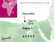 Location of Alexandria in Egypt